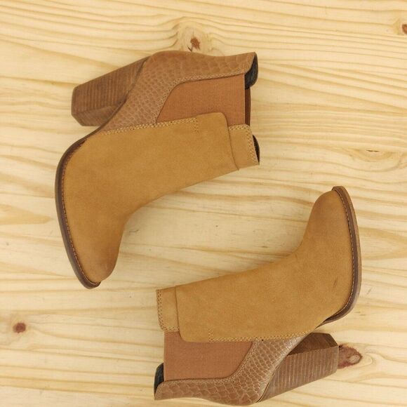 Aldo Womens Boots Sz 7.5 Brown Leather Stacked Heel Chelsea Booties Western Boho - Picture 6 of 9